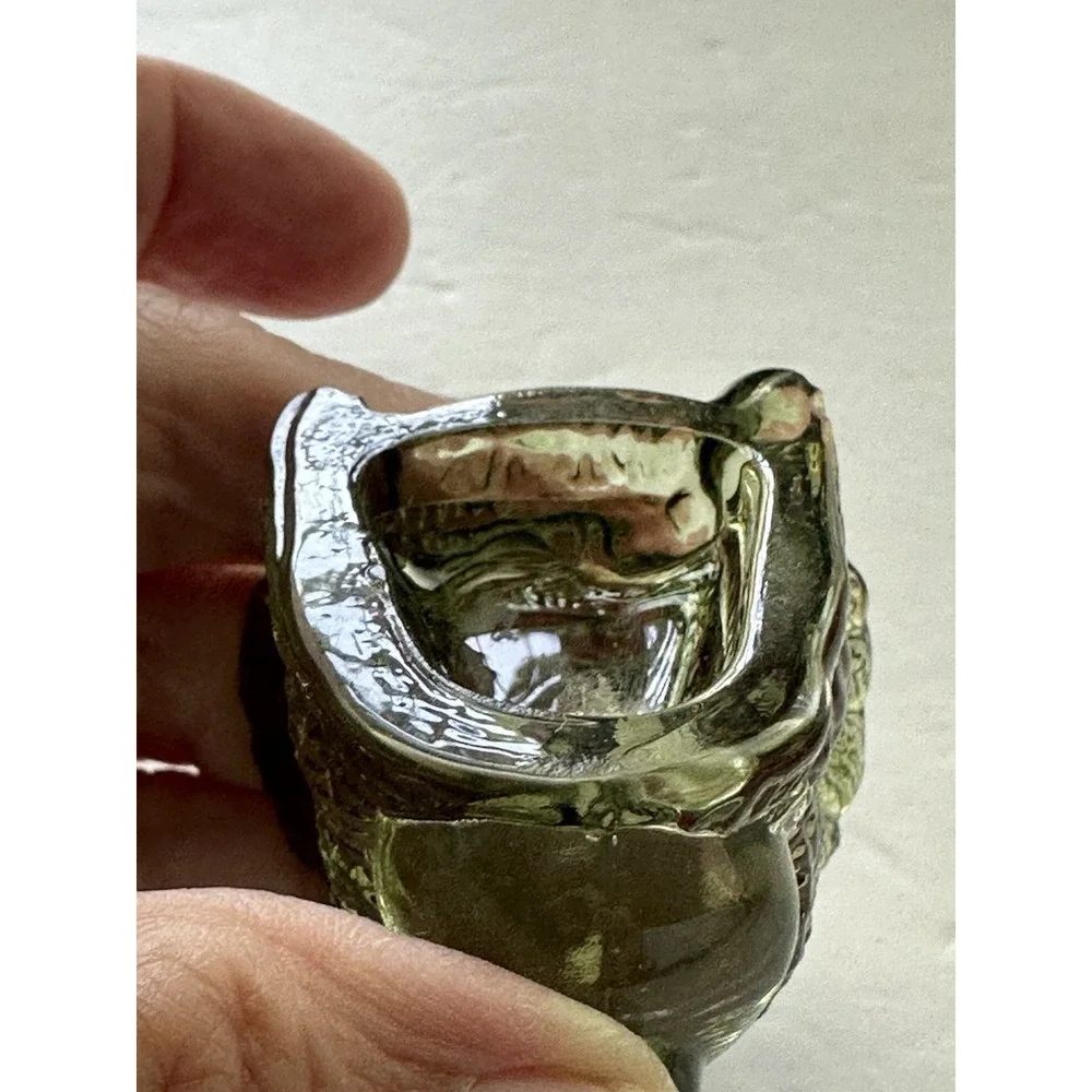 Vintage Green Glass Turkey Toothpick Holder  Pressed Glass Fall Thanksgiving 2